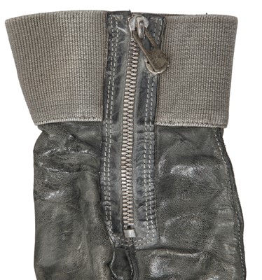 Lot 393 - A pair of Carol Christian Poell men's grey-green leather joined-finger gloves, 2000s