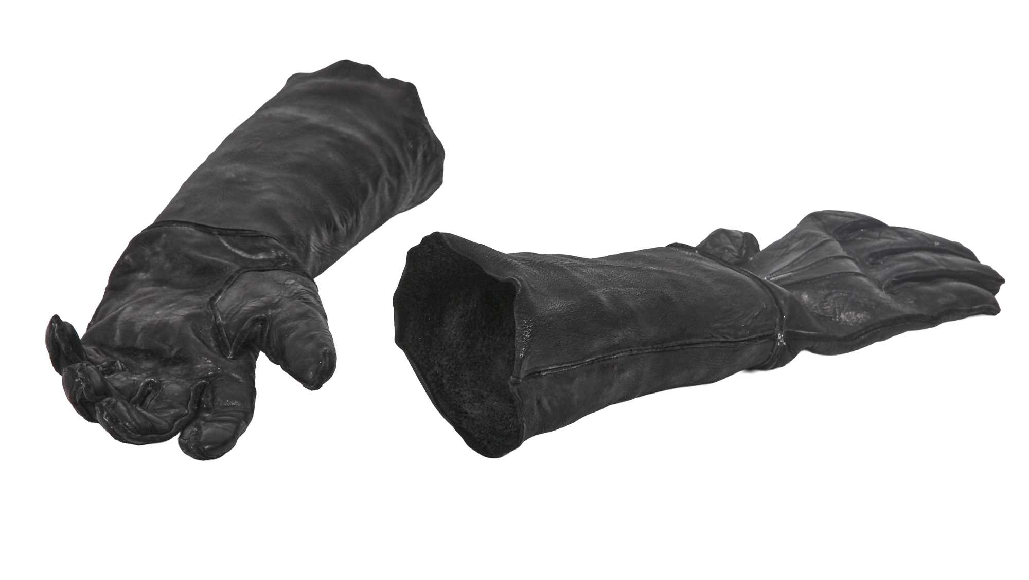 Lot 389 - A pair of Carol Christian Poell men's black leather long gloves, 2000s