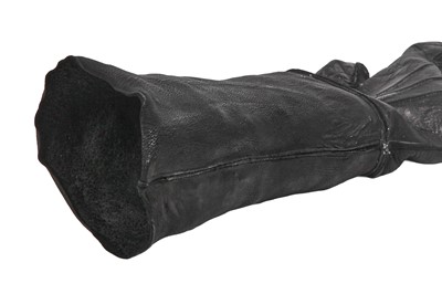 Lot 389 - A pair of Carol Christian Poell men's black leather long gloves, 2000s