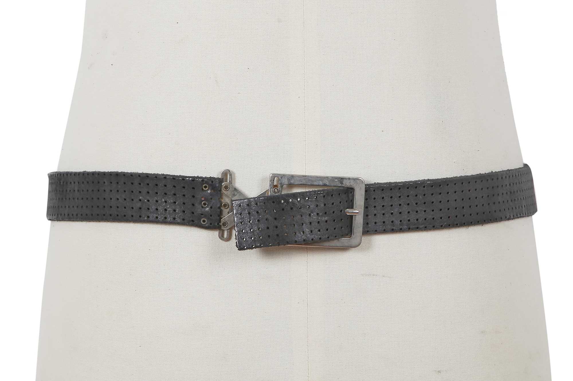 Lot 387 - A Carol Christian Poell men's black leather 'pantograph' belt, 2000s
