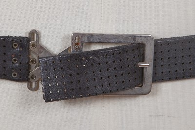 Lot 387 - A Carol Christian Poell men's black leather 'pantograph' belt, 2000s