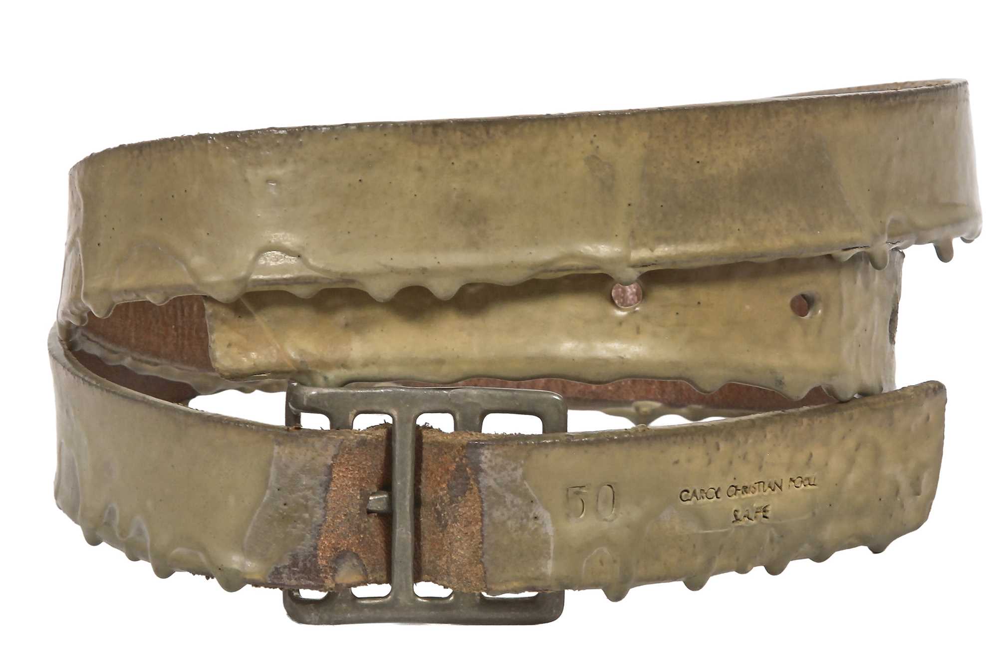 Lot 386 - A Carol Christian Poell men's brown leather drip 'SAFE' belt, 2000s