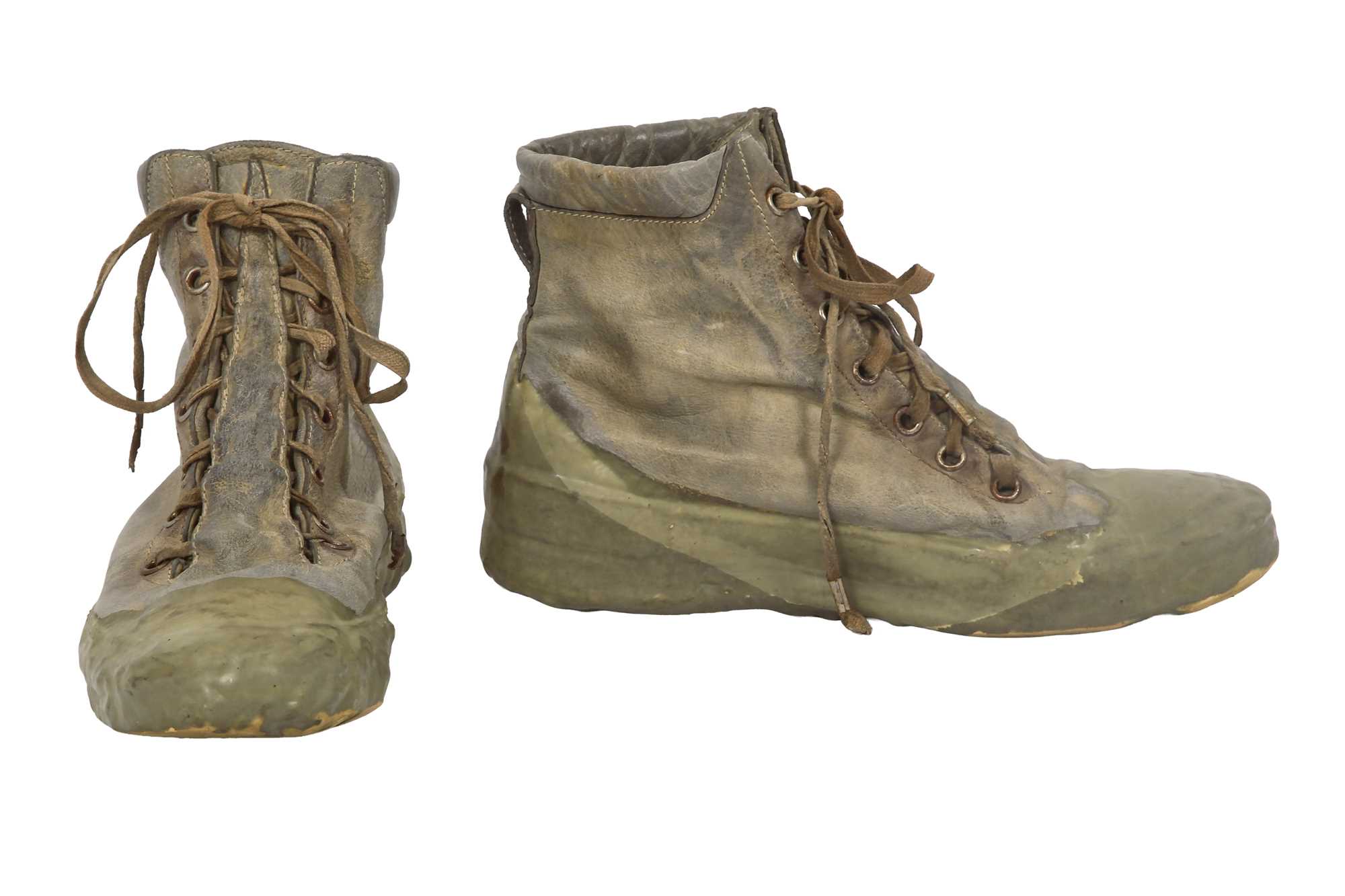 Lot 395 - A pair of Carol Christian Poell men's garment-dyed light grey 'no seam' drip rubber sneakers, 2000s