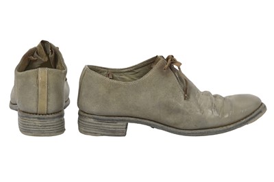 Lot 384 - A pair of Carol Christian Poell men's garment-dyed light grey suede leather one-fold derbies, 2000s