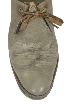 Lot 384 - A pair of Carol Christian Poell men's garment-dyed light grey suede leather one-fold derbies, 2000s
