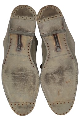 Lot 384 - A pair of Carol Christian Poell men's garment-dyed light grey suede leather one-fold derbies, 2000s