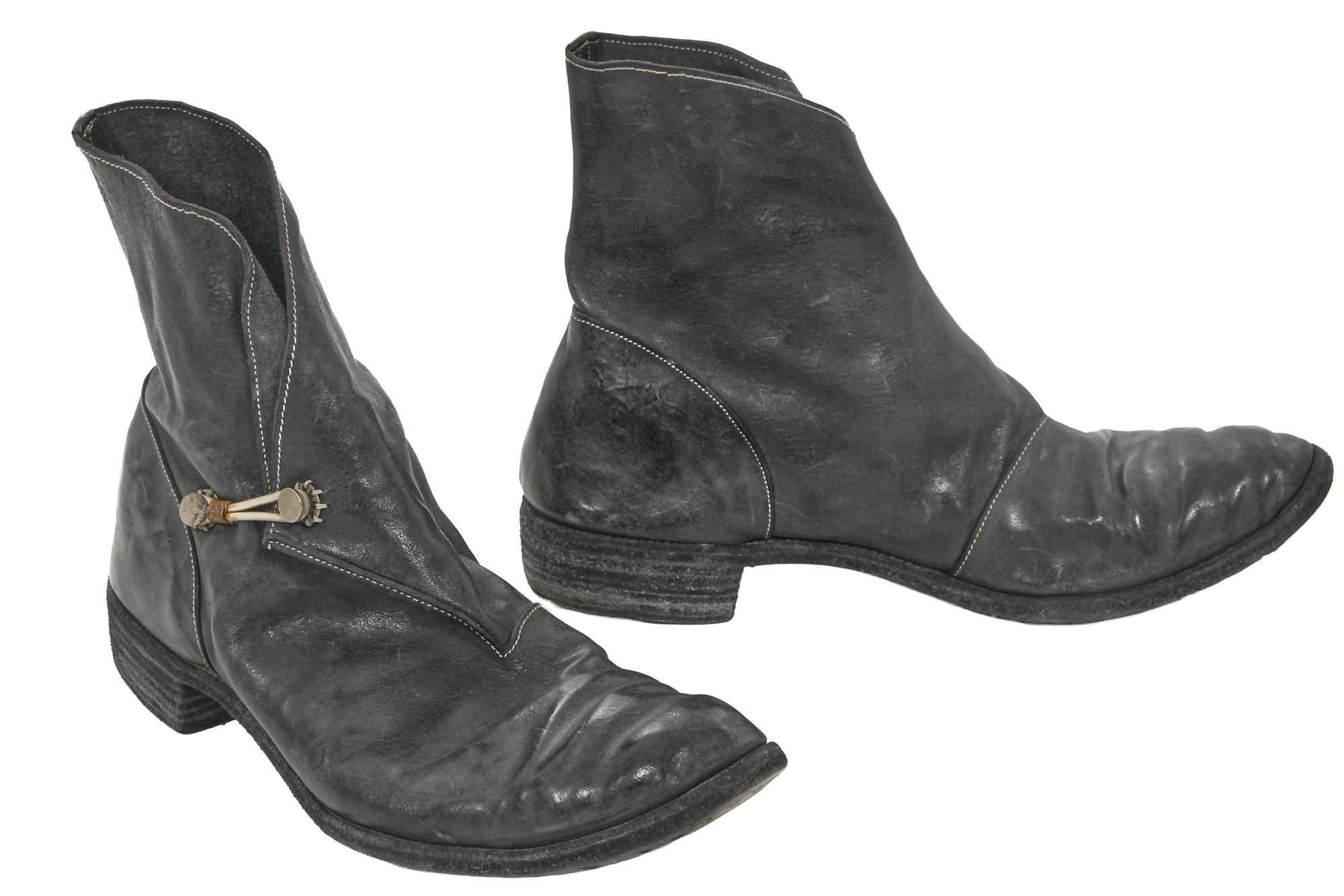 Lot 382 - A pair of Carol Christian Poell men's garment-dyed black leather folded boots, 2000s
