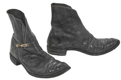 Lot 382 - A pair of Carol Christian Poell men's garment-dyed black leather folded boots, 2000s