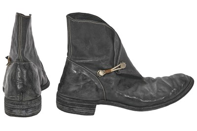 Lot 382 - A pair of Carol Christian Poell men's garment-dyed black leather folded boots, 2000s