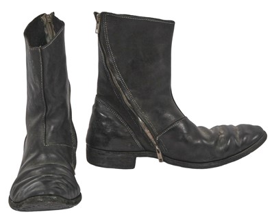 Lot 404 - A pair of Carol Christian Poell men's garment-dyed black leather 'tornado' boots, 2000s