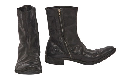 Lot 402 - A pair of Carol Christian Poell men's garment-dyed black leather boots, 2000s