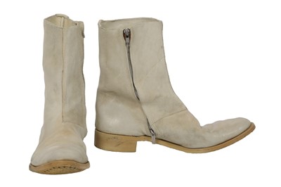 Lot 399 - A pair of Carol Christian Poell men's garment-dyed cream suede boots, 2000s