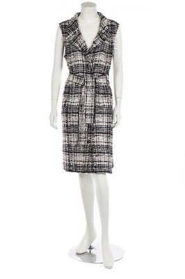 Lot 75 - A Chanel Lesage tweed sleeveless coat, circa...