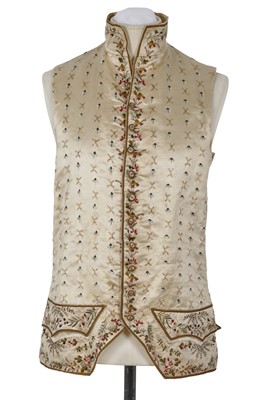 Lot 588 - A gentleman's embroidered satin waistcoat, late 18th-early 19th century