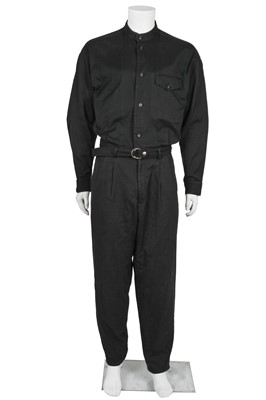 Lot 475 - An Issey Miyake men's black cotton jumpsuit, Spring-Summer 1992