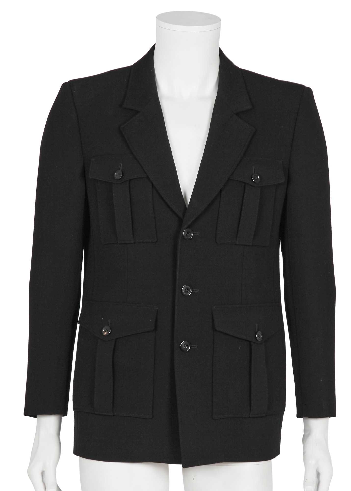 Lot 300 - A Saint Laurent by Anthony Vaccarello men's black grain de poudre safari jacket, 2022
