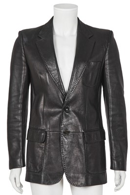 Lot 305 - A Gucci, probably by Tom Ford, men's black leather blazer, 2000s