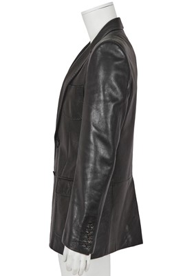Lot 305 - A Gucci, probably by Tom Ford, men's black leather blazer, 2000s