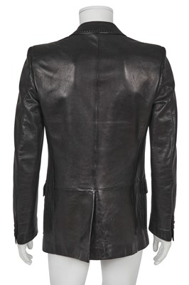 Lot 305 - A Gucci, probably by Tom Ford, men's black leather blazer, 2000s