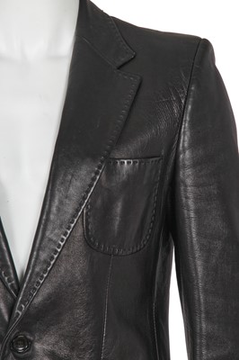 Lot 305 - A Gucci, probably by Tom Ford, men's black leather blazer, 2000s