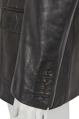 Lot 305 - A Gucci, probably by Tom Ford, men's black leather blazer, 2000s