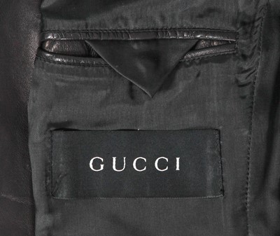 Lot 305 - A Gucci, probably by Tom Ford, men's black leather blazer, 2000s