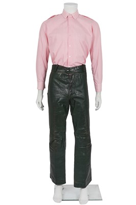 Lot 577 - A pair of Male by Paul dark green leather trousers, circa 1970