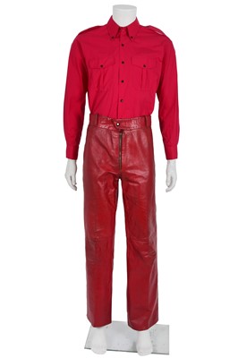 Lot 578 - A pair of Male by Paul red leather trousers, circa 1970