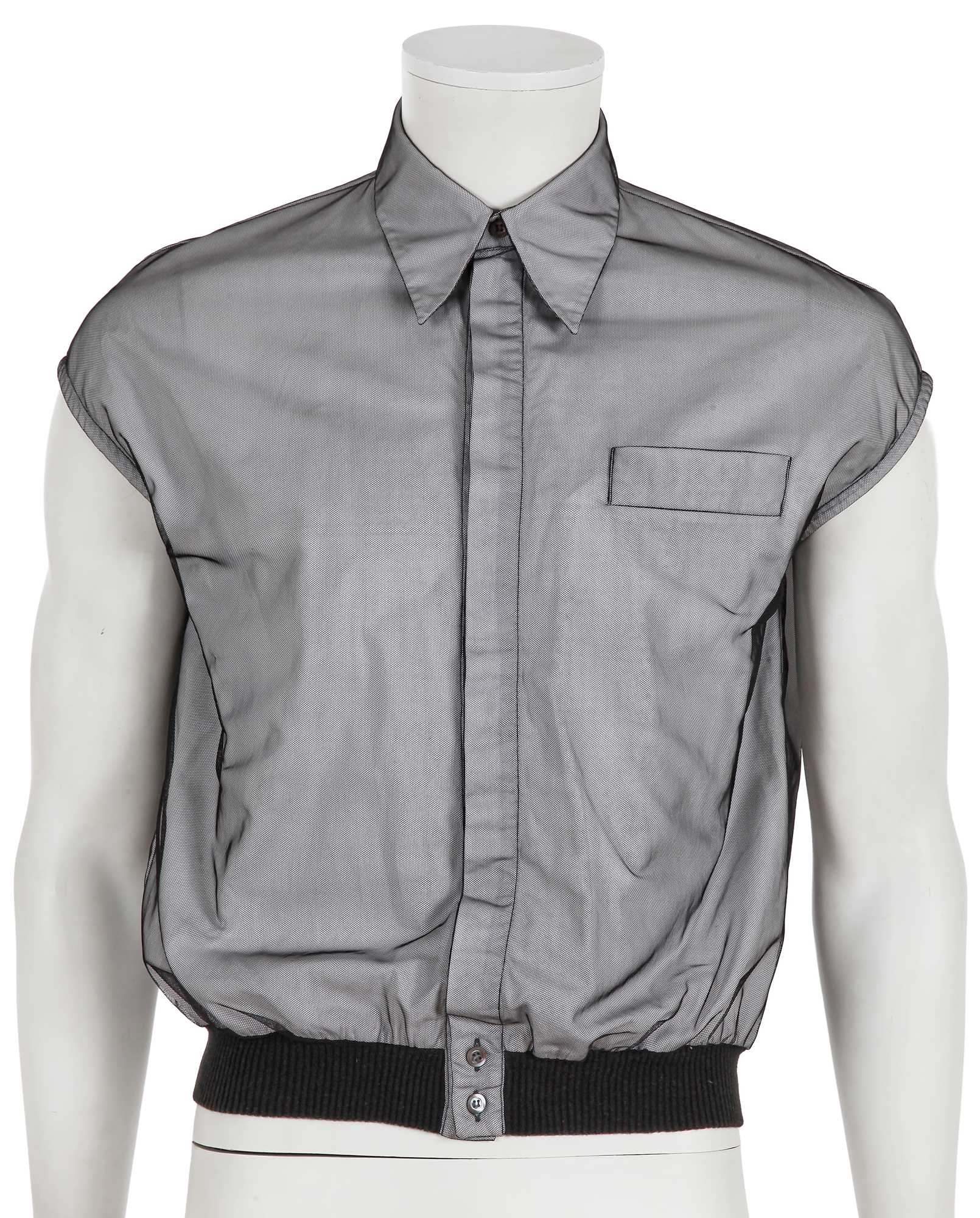 Lot 320 - An Alexander McQueen men's mesh and cotton top, circa 1997-98