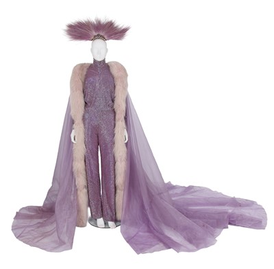 Lot 571 - Bunny Roger's beaded catsuit ensemble from The Amethyst Ball, 1981