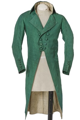 Lot 592 - A fine gentleman's green silk double-breasted tailcoat, circa 1795