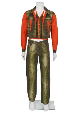 Lot 494 - A Jean Paul Gaultier men's three-piece denim suit, ‘Cavalières et Amazones des temps modernes’ or ‘Mad Max’ collection, Autumn-Winter 1995-96