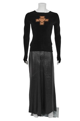 Lot 493 - A Jean Paul Gaultier men's leather and velvet ensemble, ‘Cavalières et Amazones des temps modernes’ or ‘Mad Max’ collection, Autumn-Winter 1995-96