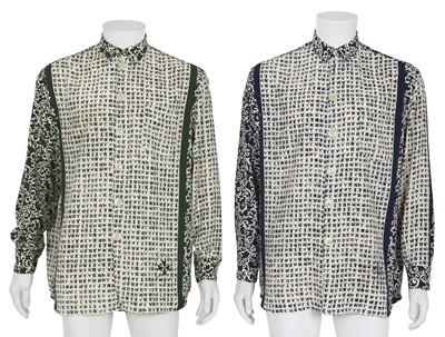 Lot 497 - Two Jean Paul Gaultier men's Chinese hanzi printed viscose shirts, ‘Les Tatouages/‘La Brute et le Raffiné’ collection, Spring-Summer 1994