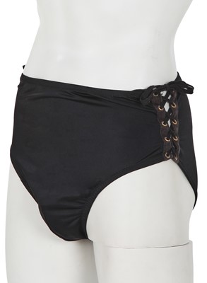 Lot 507 - A pair of Jean Paul Gaultier men's black polyamide swimming trunks, ‘Western baroque’ collection, Spring-Summer 1989