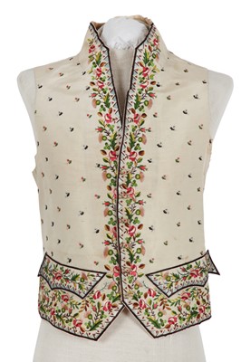 Lot 587 - A gentleman's embroidered silk faille waistcoat, early 19th century