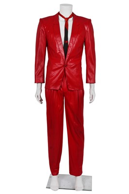 Lot 567 - An Antony Price men's red cirré suit, circa 1979