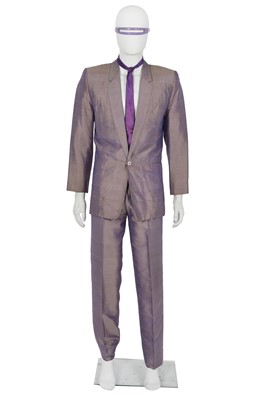 Lot 557 - An Antony Price men's purple and gold dupioni silk suit, early 1980s