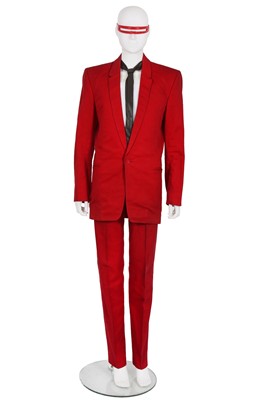 Lot 568 - An Antony Price red cotton suit, 1970s