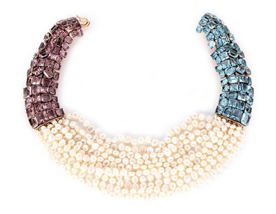 Lot 46 - An Iradj Moini pearl and faux amethyst and...