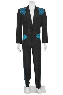 Lot 551 - A rare Antony Price men's black grosgrain suit, Autumn-Winter 1983-84