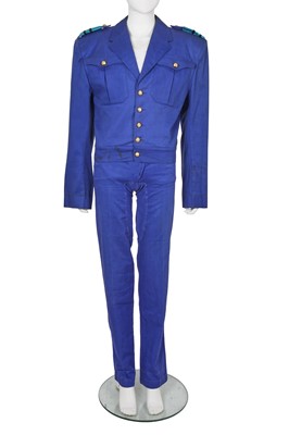 Lot 566 - An Antony Price men's blue cotton drill military-inspired ensemble, late 1970s-early 80s