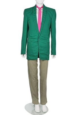 Lot 569 - An Antony Price men's green and beige cotton drill suit, 1970s