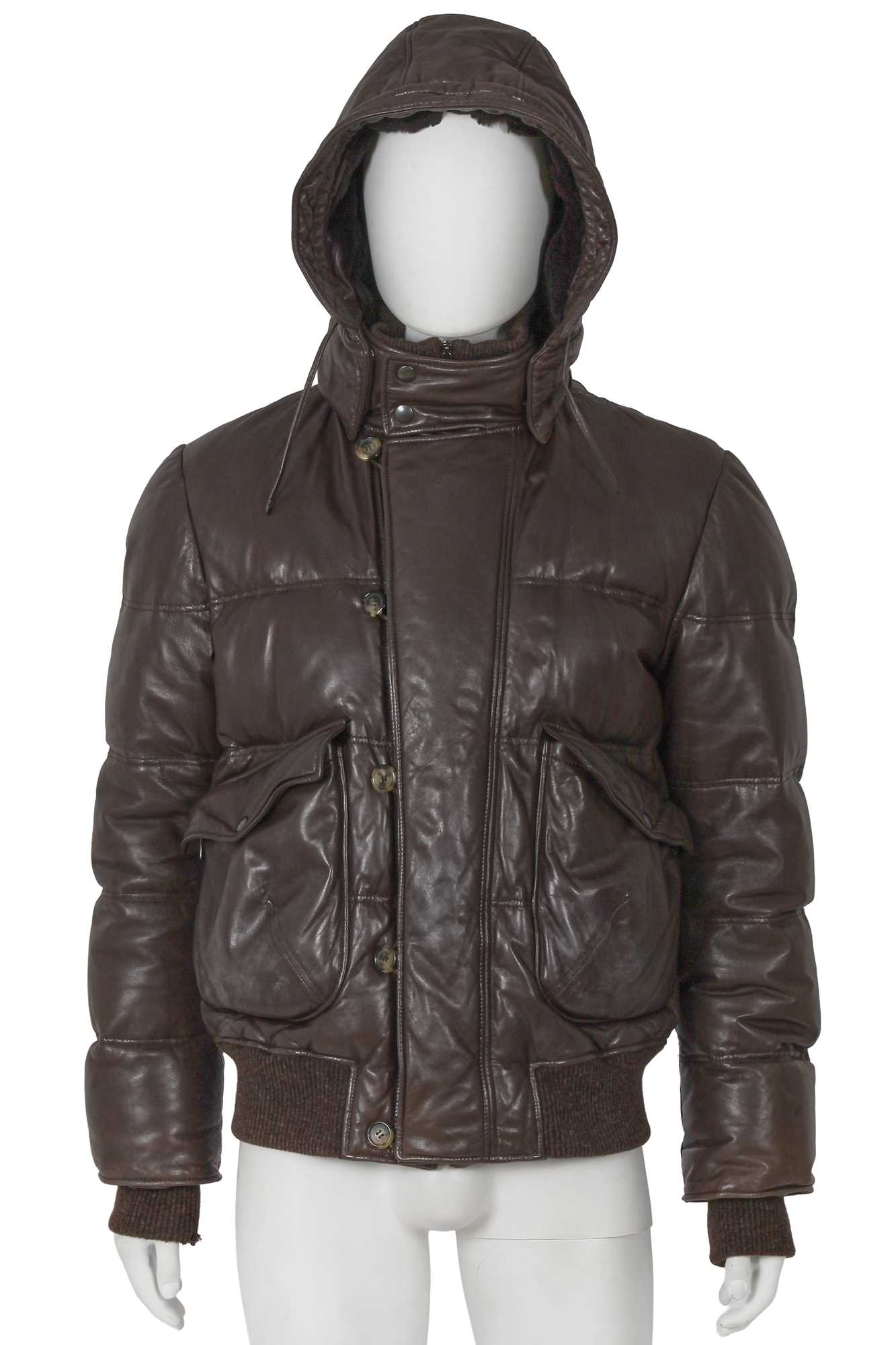 Lot 308 - An Yves Saint Laurent by Stefano Pilati men's brown leather and rabbit fur puffer coat, circa 2006