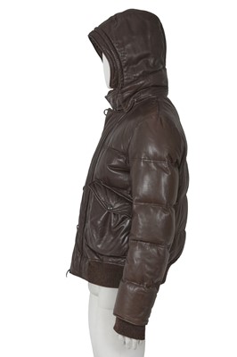 Lot 308 - An Yves Saint Laurent by Stefano Pilati men's brown leather and rabbit fur puffer coat, circa 2006