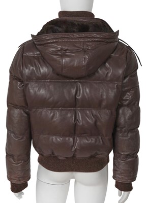 Lot 308 - An Yves Saint Laurent by Stefano Pilati men's brown leather and rabbit fur puffer coat, circa 2006