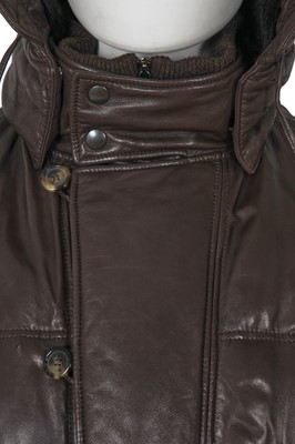 Lot 308 - An Yves Saint Laurent by Stefano Pilati men's brown leather and rabbit fur puffer coat, circa 2006