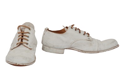 Lot 461 - A pair of Paul Harnden men's painted white canvas Derby shoes, 2000s-2010s
