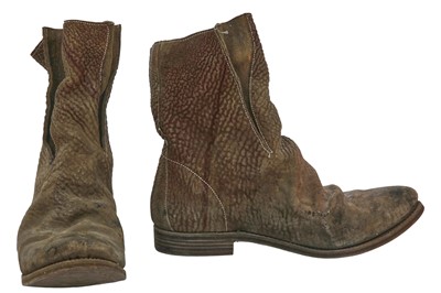 Lot 436 - A rare pair of A Diciannoveventitre (A1923) men's wrinkled brown leather boots, 2010s
