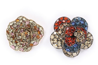 Lot 59 - Two large Iradj Moini flower brooches, 1990s,...
